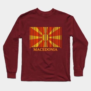 Macedonia Flag Barcode North Macedonian Pride Long Sleeve T-Shirt